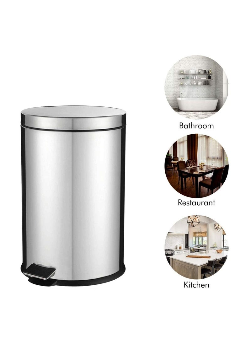 VIO Kitchen Pedal Trash Bin Stainless Steel Bin With Soft Close Lid Foot Pedal Flat Lid and Strong Plastic Inner Bucket  Fingerprint Proof and RUSt Resistant Odour Free and Hygienic 5 LITRE  - Image 3