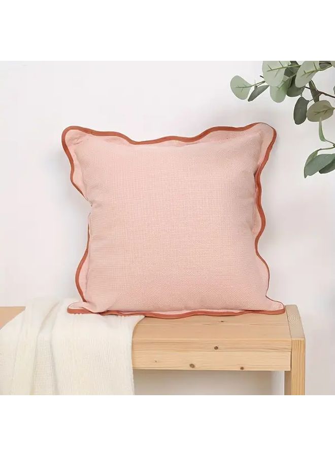 Boho Scalloped Throw Pillow Cover 18x18 Inch Soft Pink Polyester Zipper Closure - Image 1