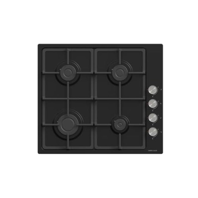 Built-in gas cooker for kitchen use, stainless steel, black, 4 burners with auto ignition and total safety system - Image 1