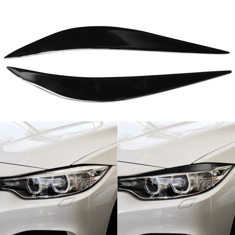 NVCNX Headlight Eyebrow Eye Lid Protection Decoration for BMW 4 Series F32 F33 F36 Car Headlamp Eyelid Strip Glossy Black Exterior Accessories for M3 M4 F80 F82 F83 Piano Black