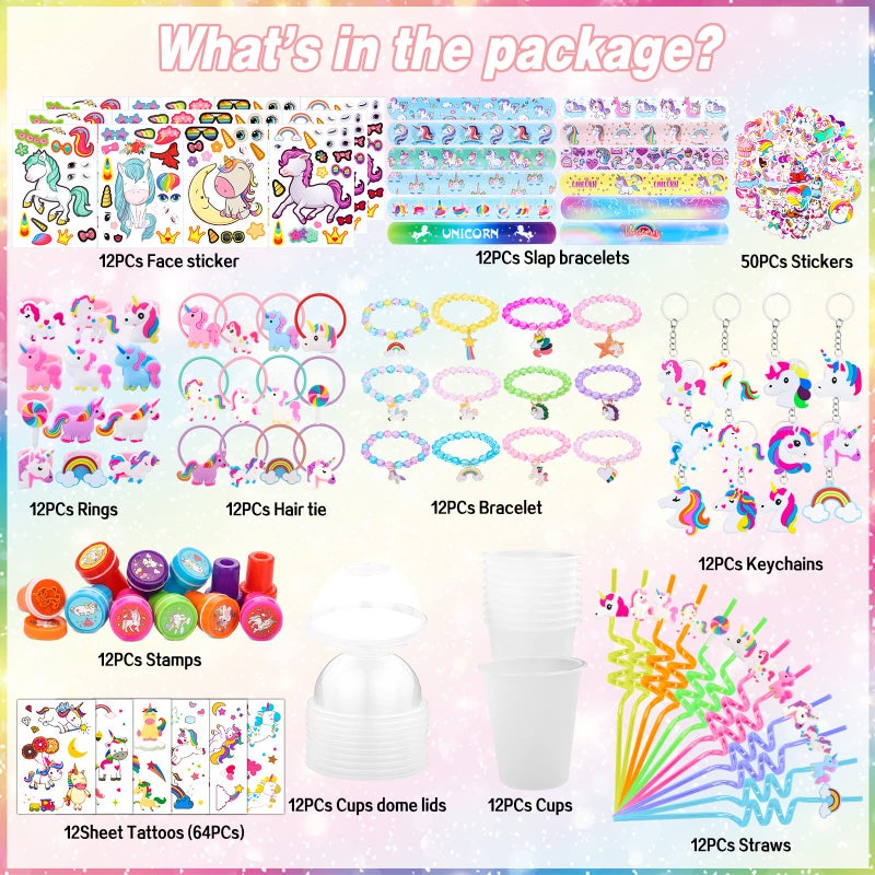 Moncinday 220Pcs Unicorn party favors for kids Unicorns Theme Birthday party decoration with bracelet Tattoos for goodies bag Fillers Carnival Prizes Pinata Filler - Image 3