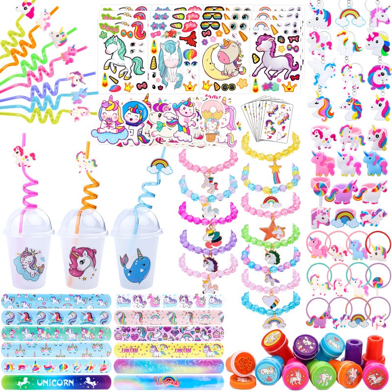 Moncinday 220Pcs Unicorn party favors for kids Unicorns Theme Birthday party decoration with bracelet Tattoos for goodies bag Fillers Carnival Prizes Pinata Filler - Image 2