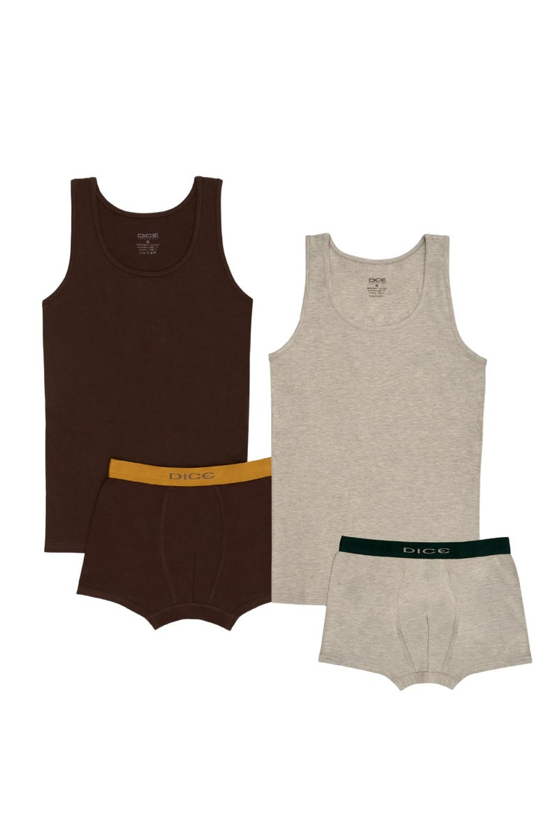 DICE Pack of 2 Men's Tank Top and Boxer Brief Set, Multicolor - Image 3