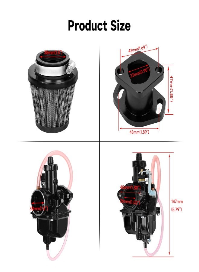 FVRITO VM22 26mm Carburetor Jet Kit for Predator 212cc 196cc Coleman CT200U CT200U-EX BT200X Mini Bike KT196 Go Kart Baja Warrior GX200 Clone Engine with Air Filter Intake Manifold Performance Parts - Image 3