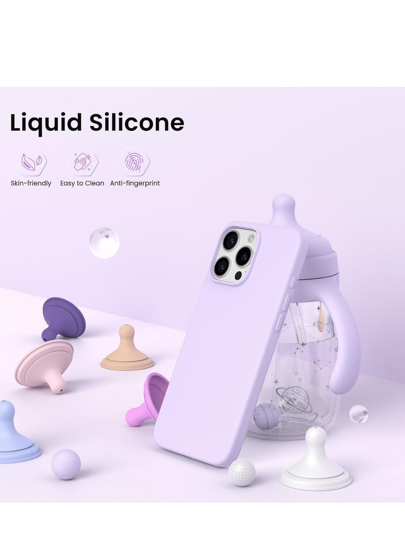 new Premium Soft Liquid Silicone Case for iPhone 16 Pro – Silky and Soft Touch Series Full-Body Protective Bumper (Lilac) - Image 4