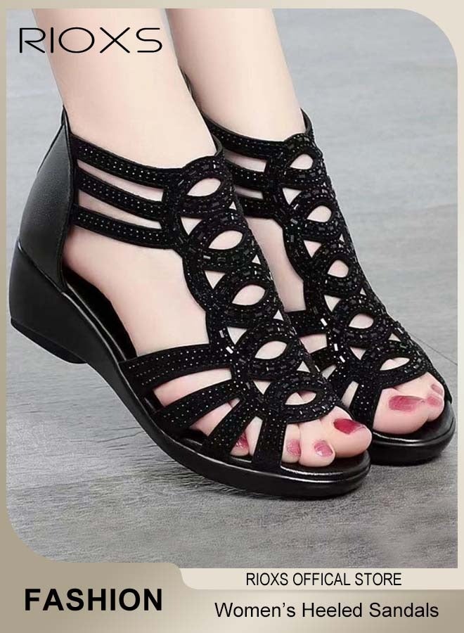 صنادل نسائية بكعب عالٍ ومقدمة مفتوحة، صنادل بكعب ع...