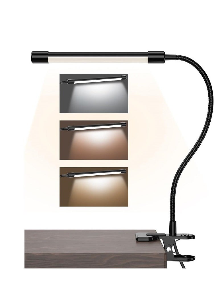 Generic LED desk lamp with a clamp, suitable for home offices. It has a USB interface, allows you to choose the light color, can be adjusted at multiple angles, and the brightness is adjustable too —— Black large size.  - Image 1