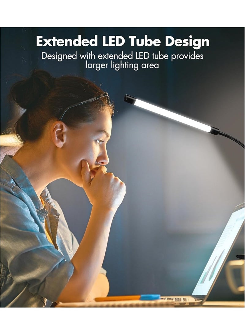 Generic LED desk lamp with a clamp, suitable for home offices. It has a USB interface, allows you to choose the light color, can be adjusted at multiple angles, and the brightness is adjustable too —— Black large size.  - Image 2