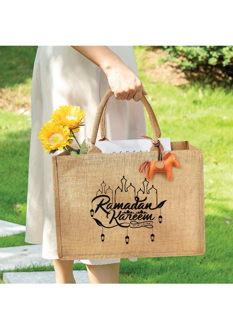 PRINTSHOP4ME Ramadan Mubarak Jute Tote Bags - Eco-Friendly Jute Grocery and Shopping Bags - Perfect for Shopping and Groceries Tote Bags - Gift for Ramadan - Ramadan Kareem Themed Jute Bag  - Image 5