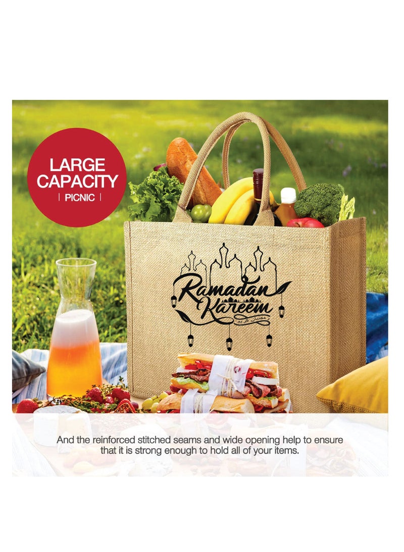 PRINTSHOP4ME Ramadan Mubarak Jute Tote Bags - Eco-Friendly Jute Grocery and Shopping Bags - Perfect for Shopping and Groceries Tote Bags - Gift for Ramadan - Ramadan Kareem Themed Jute Bag  - Image 4