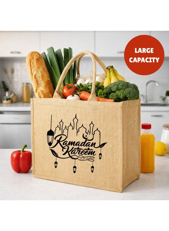 PRINTSHOP4ME Ramadan Mubarak Jute Tote Bags - Eco-Friendly Jute Grocery and Shopping Bags - Perfect for Shopping and Groceries Tote Bags - Gift for Ramadan - Ramadan Kareem Themed Jute Bag - Image 5