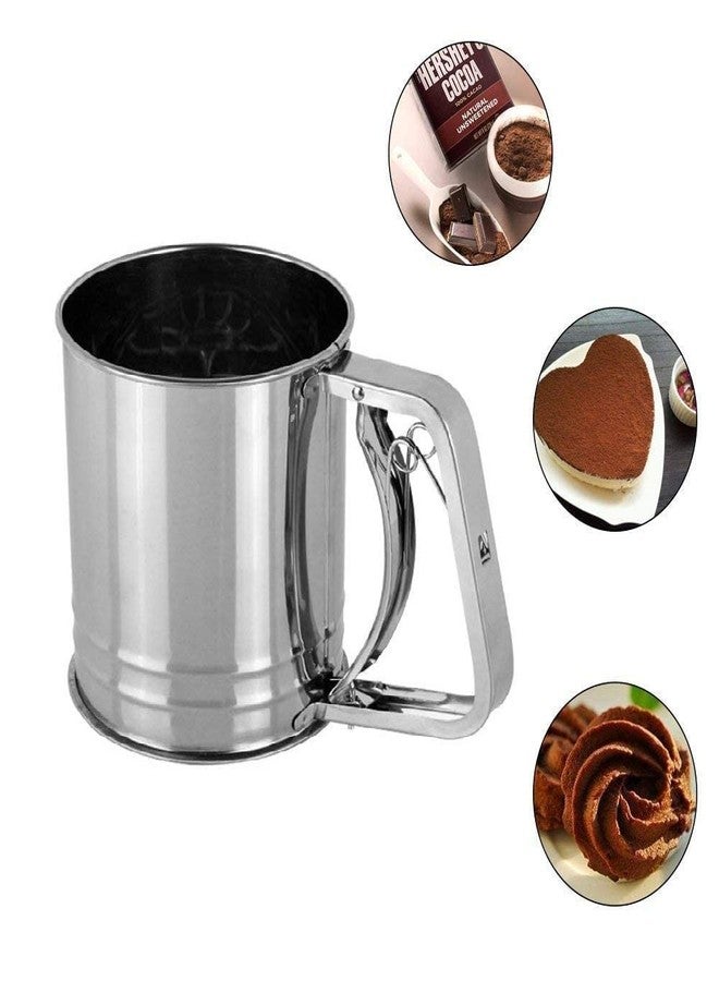 BOTIST Baking Stainless Steel Shaker Sieve Cup Manual Flour Sifter with Handle Measuring Scale Mark for Flour Icing Sugar - Image 5