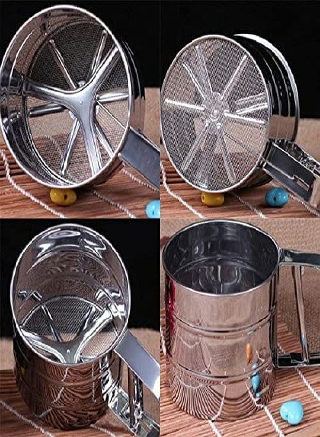 BOTIST Baking Stainless Steel Shaker Sieve Cup Manual Flour Sifter with Handle Measuring Scale Mark for Flour Icing Sugar - Image 3