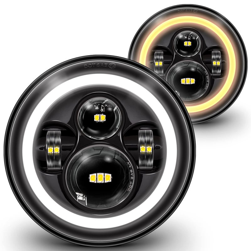 مصابيح LED هالوجين TRUE MODS 7 بوصة H6024 لجيب رانجلر JK Unlimited JKU TJ LJ CJ ملحقات إشارات الانعطاف الأمبر عالية ومنخفضة مصابيح أمامية محكمة الإغلاق لشيفروليه فورد GMC دودج مازدا نيسان