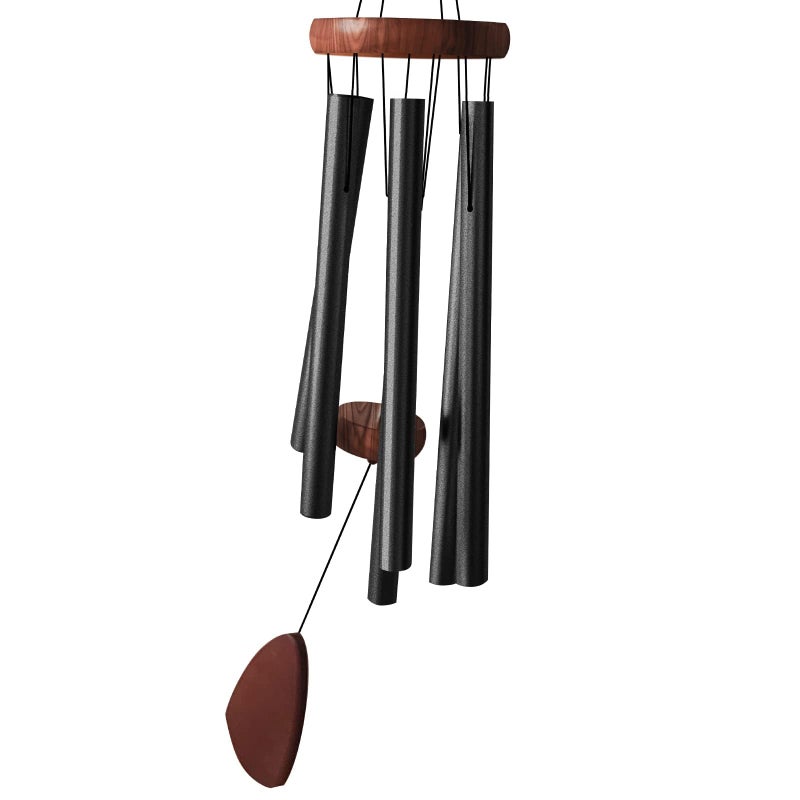 Litu Wind Chimes for Outside with Wood Wind Catcher 37 Inches Large Aluminum Windchimes Outdoors for Patio Decoration  Zen Atmosphere Best Gifts for MomBlack