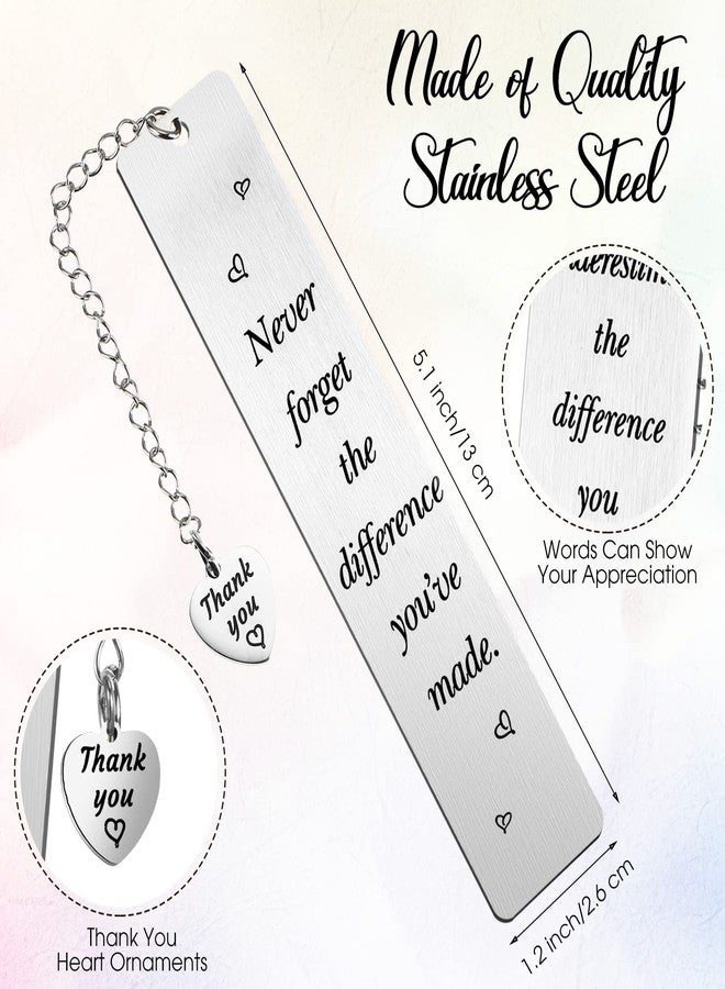 Ferraycle 8 Pcs Metal Bookmark Bulk Teacher Appreciation Gifts Never Forget The Difference You Make Bookmark for Friends Teacher Classmate Book Lovers Valentine's Day Gifts - Image 2