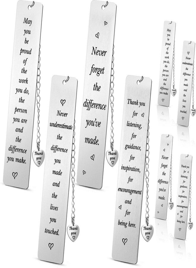 Ferraycle 8 Pcs Metal Bookmark Bulk Teacher Appreciation Gifts Never Forget The Difference You Make Bookmark for Friends Teacher Classmate Book Lovers Valentine's Day Gifts - Image 1