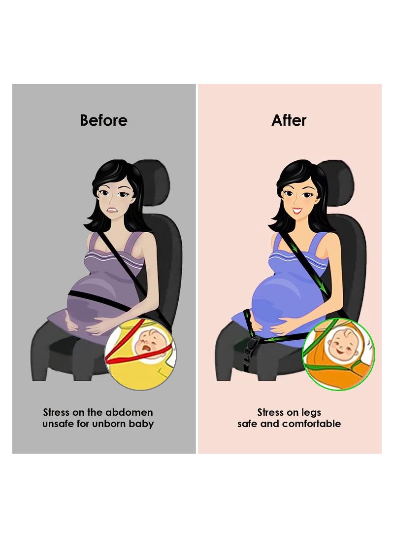 Pregnancy Car Seat Belt Adjuster Seat Bump Strap for Pregnant Women Protect Belly Prevent Compression of Abdomen Maternity Seat Cover Belt for Expectant Mothers White - Image 3