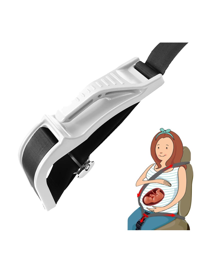 Pregnancy Car Seat Belt Adjuster Seat Bump Strap for Pregnant Women Protect Belly Prevent Compression of Abdomen Maternity Seat Cover Belt for Expectant Mothers White - Image 1