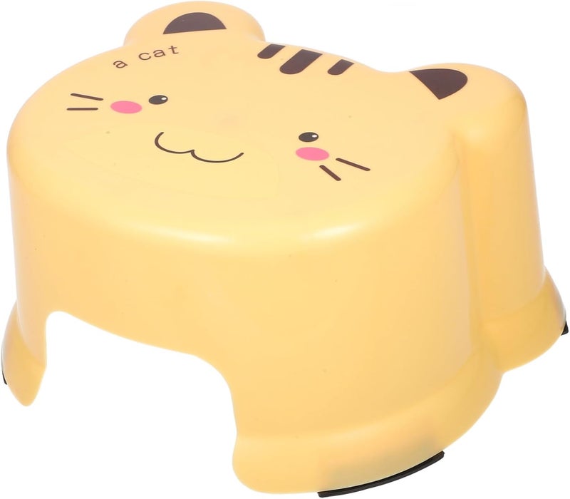 Generic Thickened Yellow Cartoon Plastic Step Stool Non-Slip Small Footstool for Bathroom Entrance Multi-use and Portable Foot Support for Bathing and Shoe Changing - Image 1