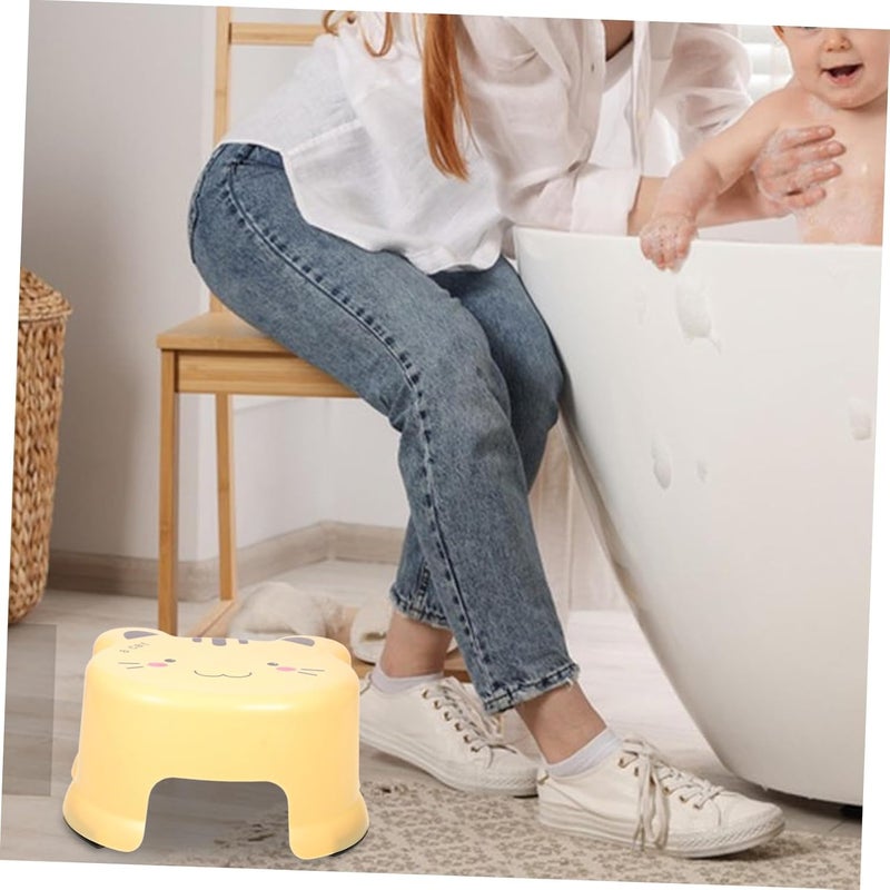 Generic Thickened Yellow Cartoon Plastic Step Stool Non-Slip Small Footstool for Bathroom Entrance Multi-use and Portable Foot Support for Bathing and Shoe Changing - Image 5