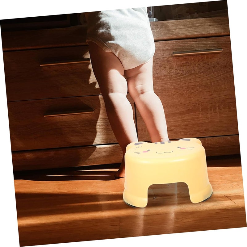 Generic Thickened Yellow Cartoon Plastic Step Stool Non-Slip Small Footstool for Bathroom Entrance Multi-use and Portable Foot Support for Bathing and Shoe Changing - Image 3