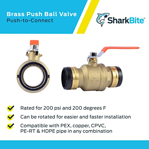 SharkBite 2 Inch Ball Valve, Push to Connect Brass Plumbing Fitting, PEX, Copper, CPVC, PE-RT and HDPE Pipe, UXLBV54 - Image 4