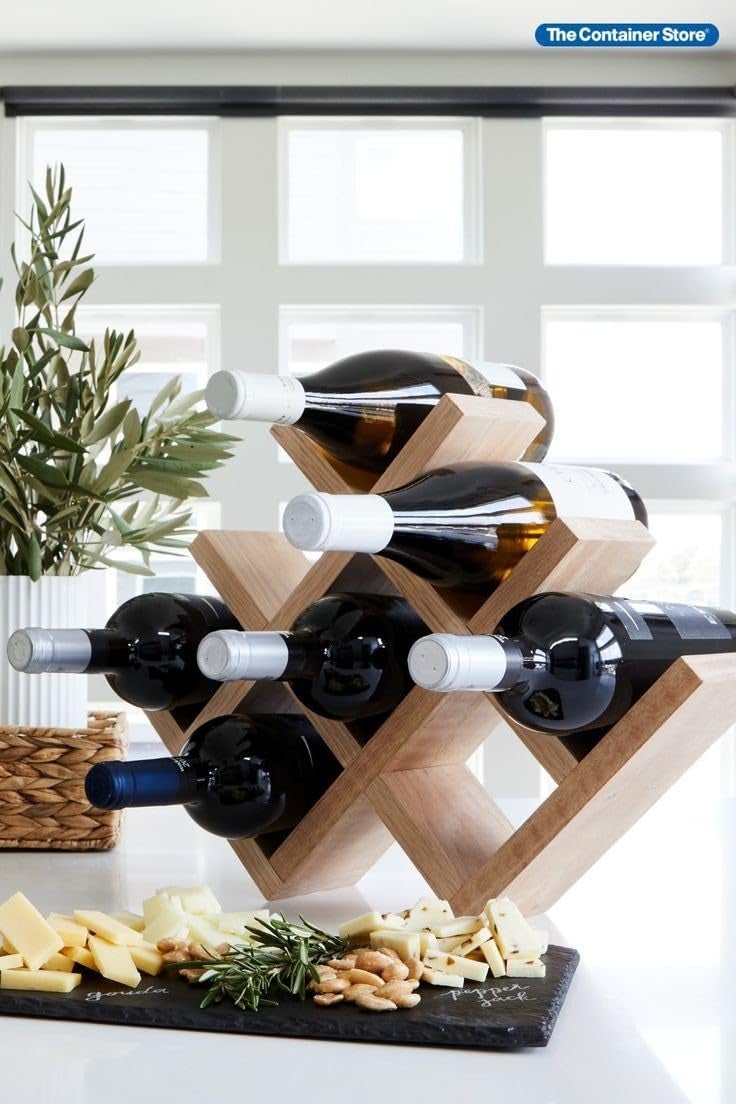 The CAF 8 Bottle Wine RackSpace Saving Tabletop Free Standing Wine Bottle Holder for Kitchen Natural  - Image 3