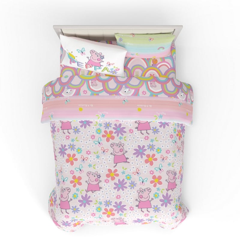 Franco Peppa Pig Kids Bedding Super Soft Comforter and Sheet Set with Sham 7 Piece Full Size Officially Licensed Product