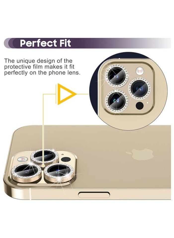 Vitacelli Camera Lens Protector Compatible for iPhone 14 Pro/iPhone 14 Pro Max, [Anti-Scratch] Premium Tempered Glass Film Aluminum Alloy Lens Ring Cover – GOLD DIAMOND  - Image 5