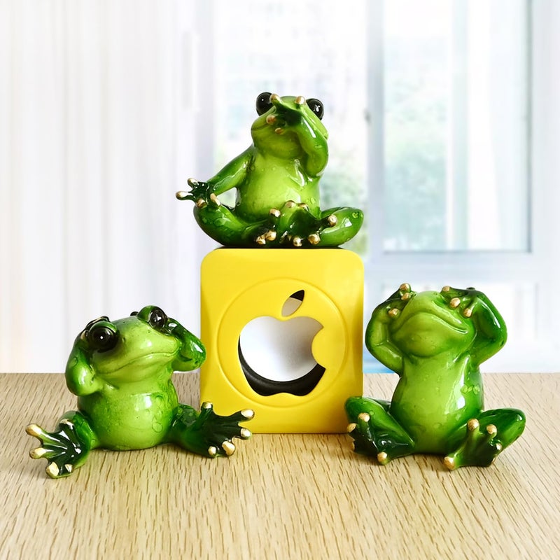 Juliahestia Frog Room Decor Mini Ornament Collectible Cute Figurines Statue Home Office Desk Funny Decorations See Hear Speak No Evil