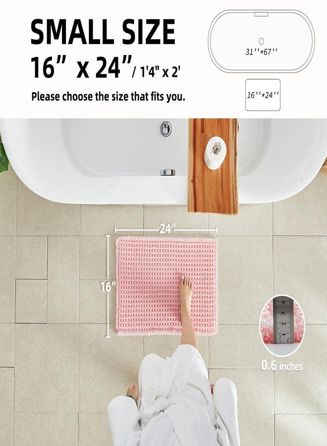TYUU Light Peachy Pink Bathroom Rugs, Waffle Bath Mat Non Slip Washable Quick Dry Cute Bath Mat Boho Farmhouse Bathroom Decor, 24"x16" Light Peachy Pink - Image 2