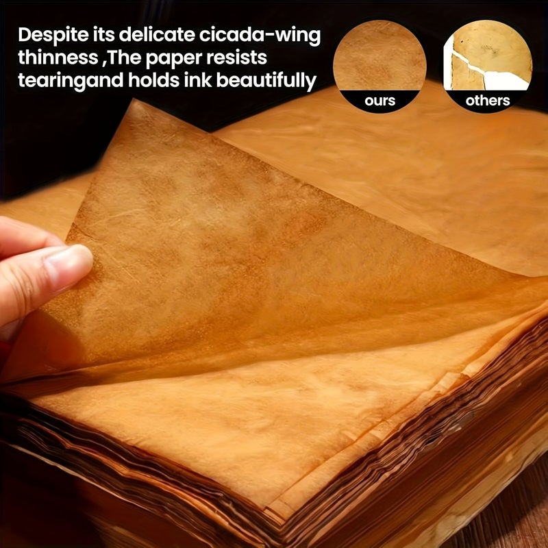 Vintage Cicada Wing Calligraphy Paper 20 Sheets Tear Resistant Ink Proof for Artists - Image 1