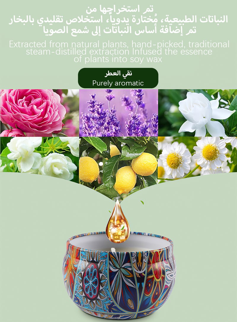 شموع معطرة، شموع عطرية فاخرة مع زهور جافة، مجموعة هدايا شموع معطرة بالصويا الطبيعية للمنزل والمنتجعات الصحية والسفر واليوجا (البابونج)  - Image 3