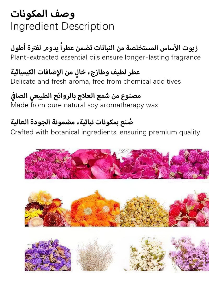 شموع معطرة، شموع عطرية فاخرة مع زهور جافة، مجموعة هدايا شموع معطرة بالصويا الطبيعية للمنزل والمنتجعات الصحية والسفر واليوجا (البابونج)  - Image 5