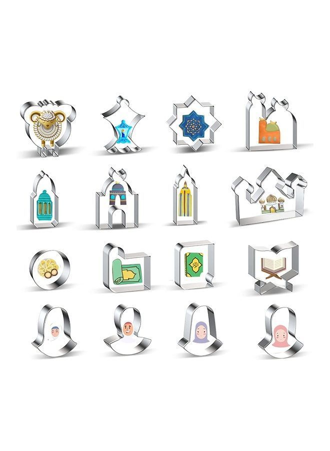 NIBEMINENT 16-Pieces Cookie Mold Silver - Image 1