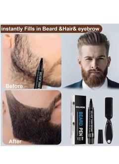 EELHOE Beard Pencil Filler For Men, Natural Beard Pen, Waterproof & Long Lasting Natural Makeup Beard Pen For Moustache & Eyebrows(BLACK)  - Image 2