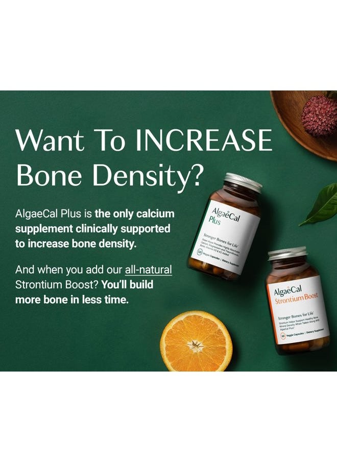 ALGAECAL - AlgaeCal - Bone Builder Pack for Bone Density Increase, Clinically Supported Plant Based Calcium Supplement & Strontium, Vitamins K2 (100mg), D3 (1600 IU), Magnesium & 16 Essential nutrients - Image 1