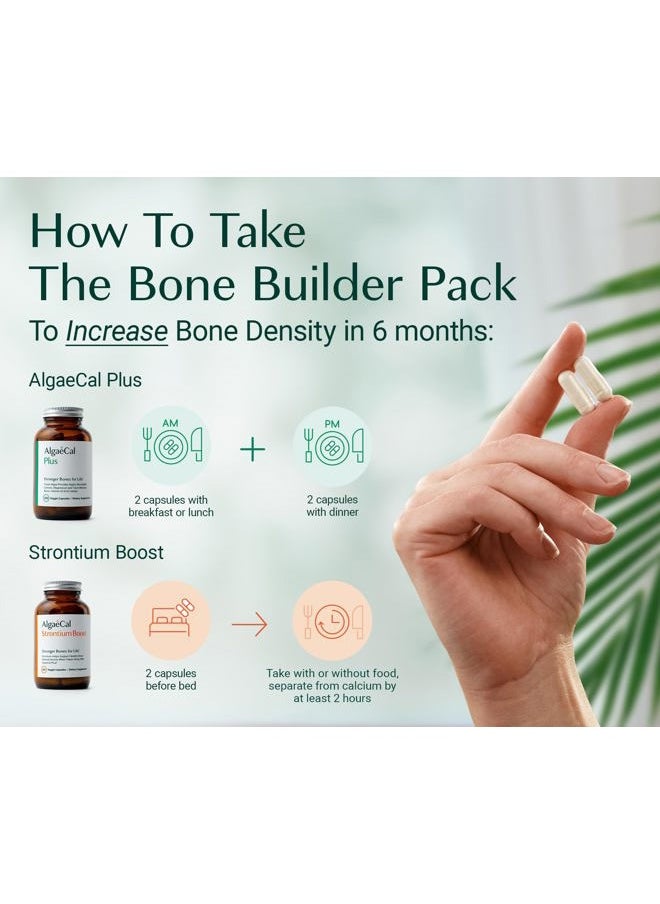 ALGAECAL - AlgaeCal - Bone Builder Pack for Bone Density Increase, Clinically Supported Plant Based Calcium Supplement & Strontium, Vitamins K2 (100mg), D3 (1600 IU), Magnesium & 16 Essential nutrients - Image 1