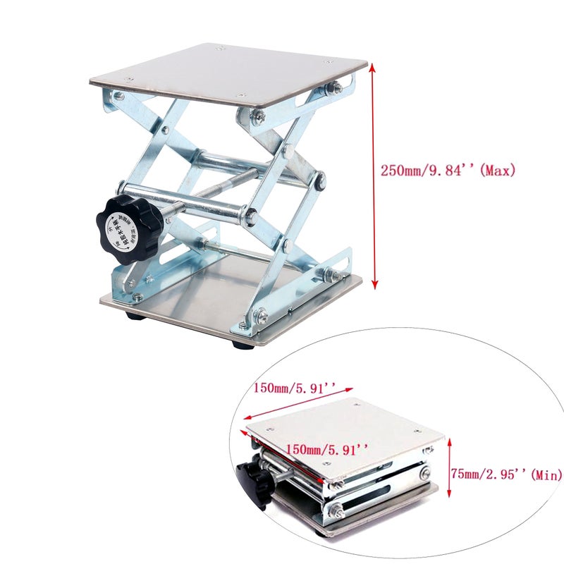 YaeTek 6 x 6" Lab Scissor Jack - Heavy Duty Laboratory Scissor Jack - Stainless Steel Platform Lab Stand Table Scissor Lift Laboratory Jack (6 Inch by 6 Inch) - Image 3