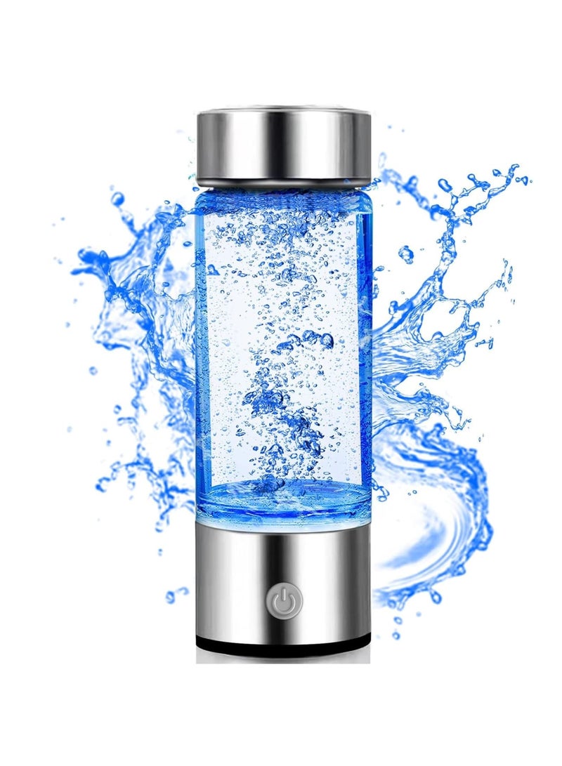 SYOSI Hydrogen Water Bottle, Portable Glass Hydrogen Rich Water Generator with SPE and PEM Technology, Rechargeable Ionizer Machine for Daily Home Office Travel Fitness Use, 400ml - Image 1