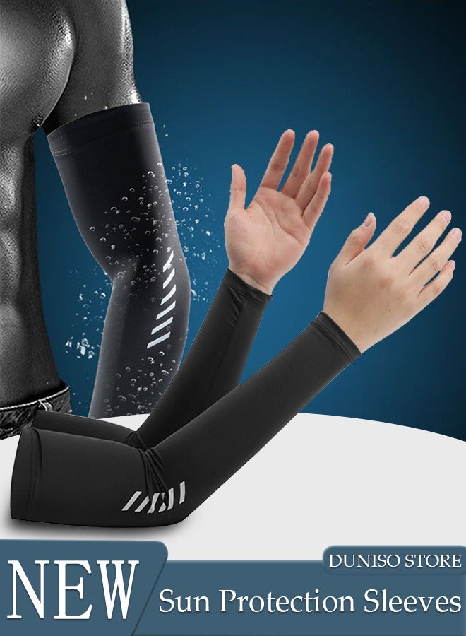 DUNISO أكمام ذراع للحماية من أشعة الشمس فوق البنفسجية للرجال والشباب، غطاء للوشم، أكمام رياضية ضاغطة لتبريد الأذرع، أكمام من الشمس للرجال للحماية من الأشعة فوق البنفسجية، واقي شمسي صيفي، ركوب الدراجات، قيادة الجولف، الجري - Image 1