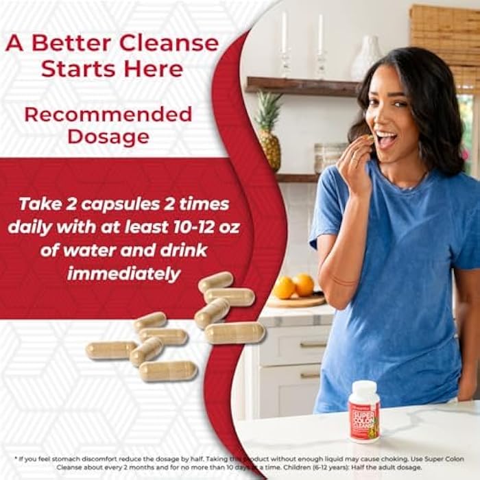 Health Plus Super Colon Cleanse 15 Day Supply of Gentle Gut Cleanse Detox, Psyllium Husk, Probiotics for Constipation Relief & Digestive Support, 60 Capsules - Image 5