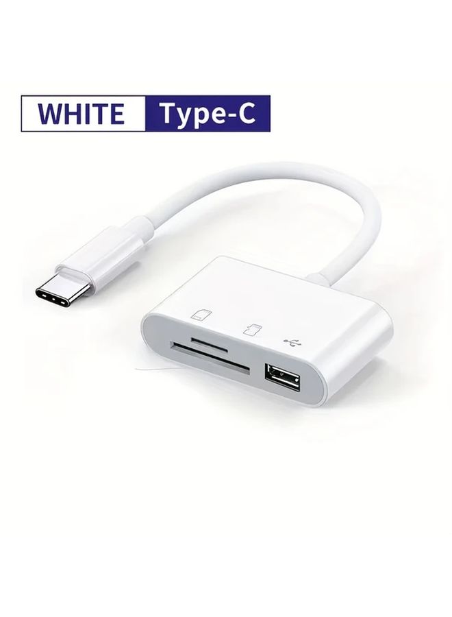 قارئ بطاقات USB-C ثلاثي في واحد، أسود وأبيض مع محول OTG، مناسب لأجهزة لابتوب وآيباد وماك بوك والكمبيوتر الشخصي. - Image 3