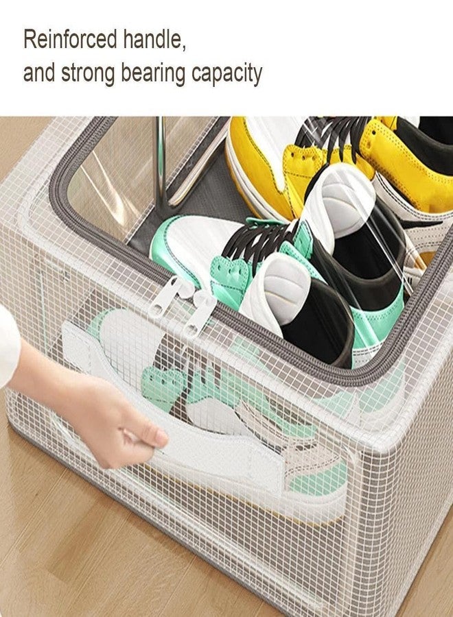 MAPPLE CREATION Foldable Storage Bins - Frame Storage Box Fabric Stackable Clothes Container Organizer with Clear Window Space-Saving Sneaker Box Large Capacity, Sweater Storage for Closet - Image 3