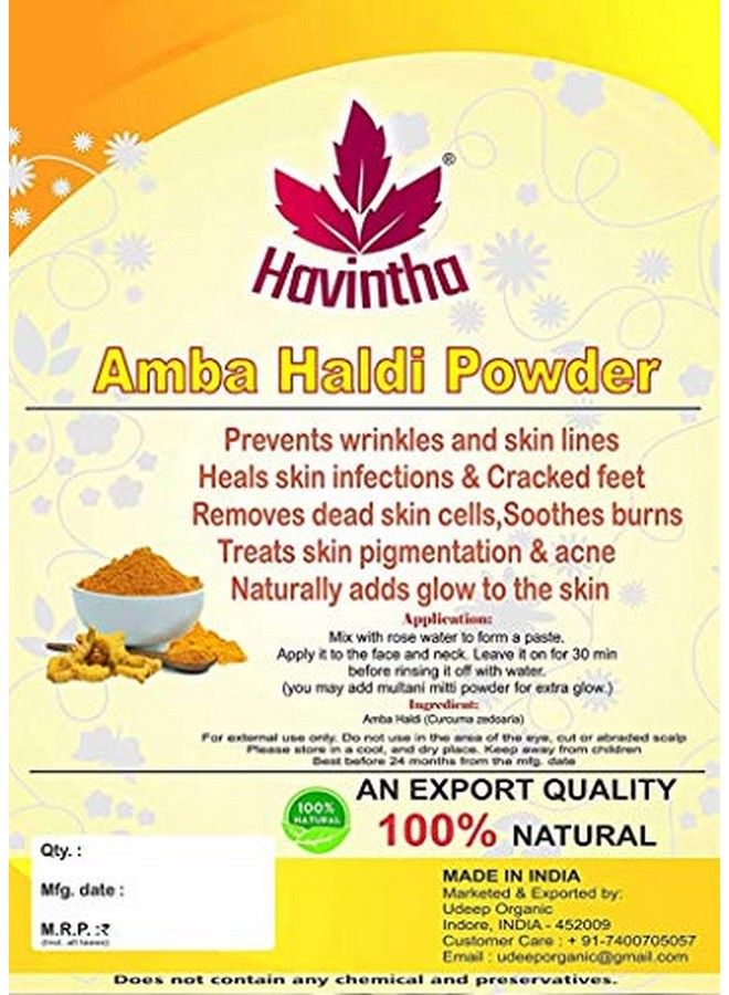 Havintha Wild Turmeric Powder For Face ; Kasthuri Manjal ; Amba Haldi ; Promotes Glowing Skin 100 Grams - Image 3