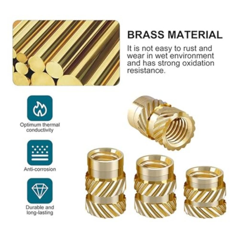520 Pieces M2 M3 M4 M5 Threaded Inserts Assortment Kit for 3D Printing, Brass Knurled Nuts, Metric Heat Set Inserts for Plastic Components - Image 3