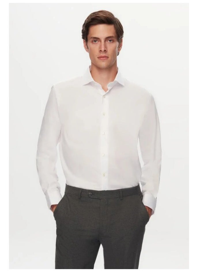 D'S DAMAT Ds Damat Slim Fit White Dobby Shirt  - Image 1
