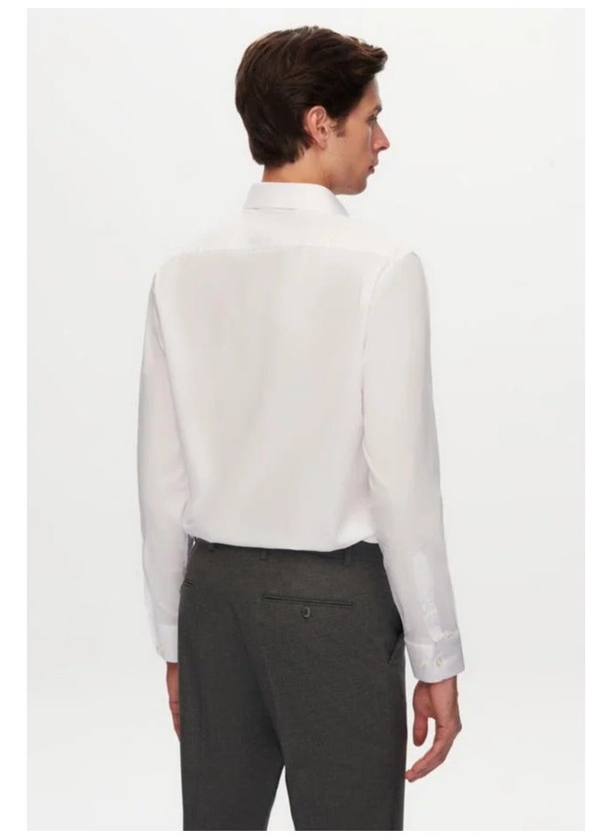 D'S DAMAT Ds Damat Slim Fit White Dobby Shirt  - Image 4