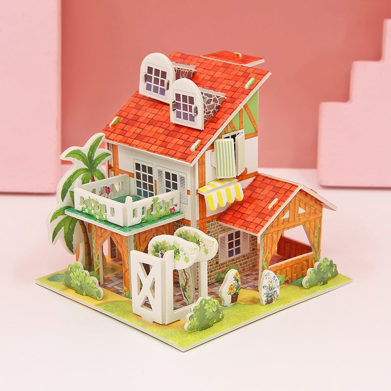 Children'S 3D Three-Dimensional Puzzle Boys And Girls Educational Toys Paper House Model Handmade Diy Stall Spot - Image 5